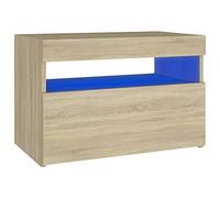 Vidaxl mesita de noche con luces led contrachapada sonoma 60x35x40 cm
