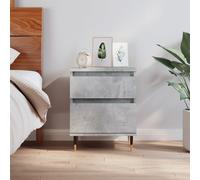 vidaXL Mesita de noche madera de ingeniería hormigón 40x35x50 cm, mesilla de noche, mesita auxiliar para dormitorio, muebles de dormitorio