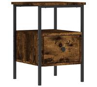 vidaXL Mesita de Noche Madera de ingeniería Roble Ahumado 34x36x50 cm, Armario, Armario Auxiliar, Soporte de teléfono, Muebles de Dormitorio