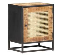 Vidaxl mesita de noche madera de mango rugosa caña natural 40x30x50cm
