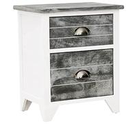 vidaXL Mesita de Noche Madera de Paulownia Mobiliario Decorativa Diseño Clásico Sólida Duradera Resistente Práctica Útil Gris y Blanca 38x28x45cm