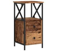 vidaXL Mesita de Noche Madera ingeniería Envejecida 34x35,5x70 cm | Mucho espacio para mantener tus cosas ordenadas, el acabado de madera antigua da un toque elegante a tu dormitorio