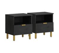Vidaxl mesita de noche madera maciza de ingeniería negra 40x33x46 cm
