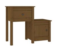 Vidaxl mesita de noche madera maciza pino marrón miel 79,5x38x65,5 cm
