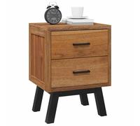 vidaXL Mesita de Noche Natural 40 x 35 x 55 cm Madera de Teca Maciza, Mesita de Noche Vintage, Mesa Rectangular, Gran Almacenamiento, Madera Sólida, Accesorio Rústico para Dormitorio
