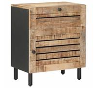 vidaXL Mesita de Noche Natural 50 x 33 x 60 cm Madera de Mango Maciza, Mesa Lateral Elegante, Buró Moderno para Dormitorio, Almacenamiento Compacto, Diseño Funcional para Hogar Minimalista