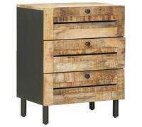 vidaXL Mesita de Noche Natural 50 x 33 x 62 cm Madera de Mango Maciza, Mesita de Noche Moderna, Mesa Rectangular para Dormitorio, Mueble Elegante y Funcional, Organizador