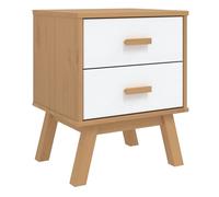 vidaXL Mesita de Noche Olden Madera Maciza de Pino Blanco y marrón