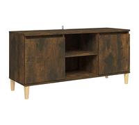 vidaXL Mesita de Noche Patas Madera Maciza Roble Ahumado 103,5x35x50cm