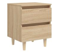 Vidaxl mesita de noche patas madera maciza roble sonoma 40x35x50 cm