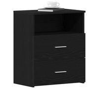 vidaXL Mesita de Noche Moderna de Roble Negro 50 x 32 x 60 cm, con Dos cajones. Hecha de Madera de ingeniería, Guardar Cosas y darle un Toque chido al Dormitorio. Ideal para Espacio