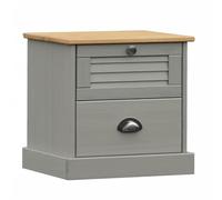 vidaXL Mesita de Noche Vigo Madera Maciza de Pino Gris 42x35x42 cm, Muebles de Dormitorio, mesita Auxiliar para Dormitorio, mesita de Noche con cajón