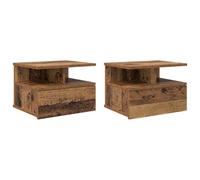 vidaXL Mesita Flotante con cajón 2 pcs Madera Vieja 40 x 31 x 27 cm, Mesita Moderna, solución compacta para el Dormitorio, Estante Flotante, Almacenamiento Elegante y ahorrador de Espacio