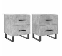 vidaXL Mesita Noche 2 uds Madera ingeniería Gris hormigón 40x35x47,5cm