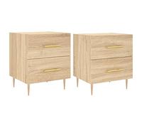 vidaXL Mesita Noche 2 uds Madera ingeniería Roble Sonoma 40x35x47,5 cm