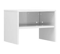 vidaXL Mesita Noche Pequeña 1 Estante Mesita Habitación Mesa Lateral Cama Mueble Auxiliar Dormitorio Compartimento Cerrado Contrachapada Blanco Brillo