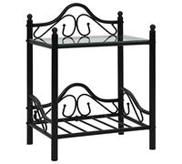 vidaXL Mesita de noche de acero y vidrio templado 45x30,5x60 cm negro