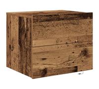 Mesita Rústica Marrón con Almacenamiento Mueble de Noche de Madera Sólida Recuperada Elegante con 2 Cajones para Muebles de Dormitorio Mesita de Madera Cúbica Natural Pequeña Decorativa