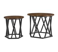 vidaXL Mesitas apilables 2 unidades madera de ingeniería roble ahumado