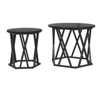 vidaXL Mesitas apilables 2 Unidades Madera de ingeniería Roble Negro