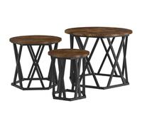 Juego de Mesa Redonda Mediana de Roble Ahumado vidaXL Estilo Industrial Construcción Sólida para Sala de Estar y Servicio Mesas de Madera Resistente Muebles Modernos para el Hogar