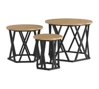 vidaXL Mesitas apilables 3 Unidades Madera de ingeniería Roble Artisan