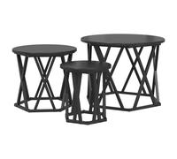vidaXL Mesitas apilables 3 Unidades Madera de ingeniería Roble Negro