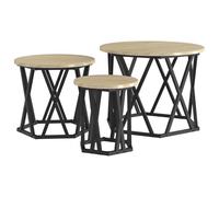 Juego de Mesas de Café vidaXL Roble Sonoma Redondas Compactas y Modernas Mesas Interiores para Sala de Estar Construcción Duradera de Tablero de Partículas y Metal Uso Diario Diseño Muebles Estiloso V