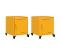 Vidaxl mesitas de noche 2 uds acero amarillo mostaza 36x39x43,5 cm