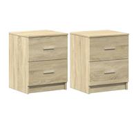 vidaXL Mesitas de Noche 2 uds con 2 cajones Roble Sonoma 40x36x50 cm, mesilla de Noche, mesita Auxiliar para Dormitorio, Muebles de Dormitorio