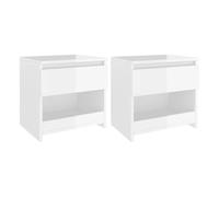 Vidaxl mesitas de noche 2 uds contrachapada blanco brillo 40x30x30 cm