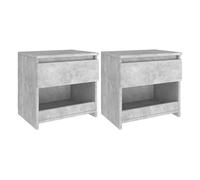 Vidaxl mesitas de noche 2 uds contrachapada gris hormigón 40x30x39 cm