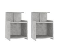 Vidaxl mesitas de noche 2 uds contrachapada gris hormigón 40x35x60 cm