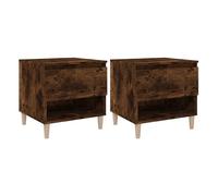 Vidaxl mesitas de noche 2 uds contrachapada roble ahumado 50x46x50 cm