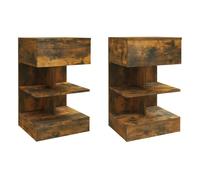 Vidaxl mesitas de noche 2 uds contrachapado roble ahumado 40x35x65 cm