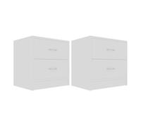 vidaXL 2X Mesitas de Noche con 2 Cajones Cómoda Rústica Natural Armario Auxiliar Muebles de Dormitorio Blanco 40x30x40 cm Madera Contrachapada