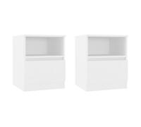 Vidaxl mesitas de noche 2 uds madera contrachapada blanco 40x40x50 cm