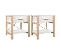 Vidaxl mesitas de noche 2 uds madera contrachapada blanco 42x38x45 cm