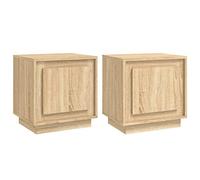 vidaXL Mesitas de Noche 2 uds Madera contrachapada Roble 44x35x45 cm