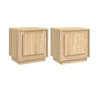 vidaXL Mesitas de noche Madera contrachapada Roble 44x35x45 cm 2 uds