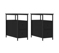 Vidaxl mesitas de noche 2 uds madera de ingeniería negra 30x60x60 cm