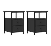 vidaXL Mesitas de Noche 2 uds Madera de ingeniería Negro 34x35,5x50 cm