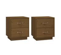 Vidaxl mesitas de noche 2 uds madera de pino marrón miel 40x34x45 cm