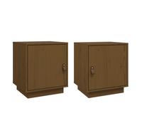 Vidaxl mesitas de noche 2 uds madera de pino marrón miel 40x34x45 cm