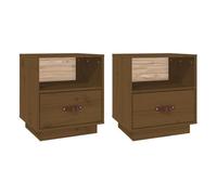 Vidaxl mesitas de noche 2 uds madera de pino marrón miel 40x34x45 cm