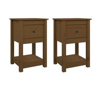 Vidaxl mesitas de noche 2 uds madera de pino marrón miel 40x35x61,5 cm