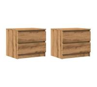 vidaXL Mesitas de Noche 2 uds Madera ingeniería Roble 50x40x43.5 cm, mesilla de Noche, Mesa de Noche, Soporte de teléfono, Mueble de Dormitorio