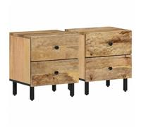 vidaXL Mesitas de Noche 2 uds Madera Maciza de Mango 40x33x46 cm
