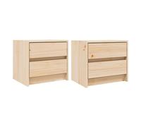 vidaXL Mesitas de Noche 2 uds Madera Maciza de Pino 40x31x35,5 cm