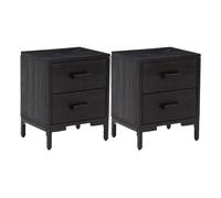 Vidaxl mesitas de noche 2 uds madera maciza de pino negro 36x30x45 cm